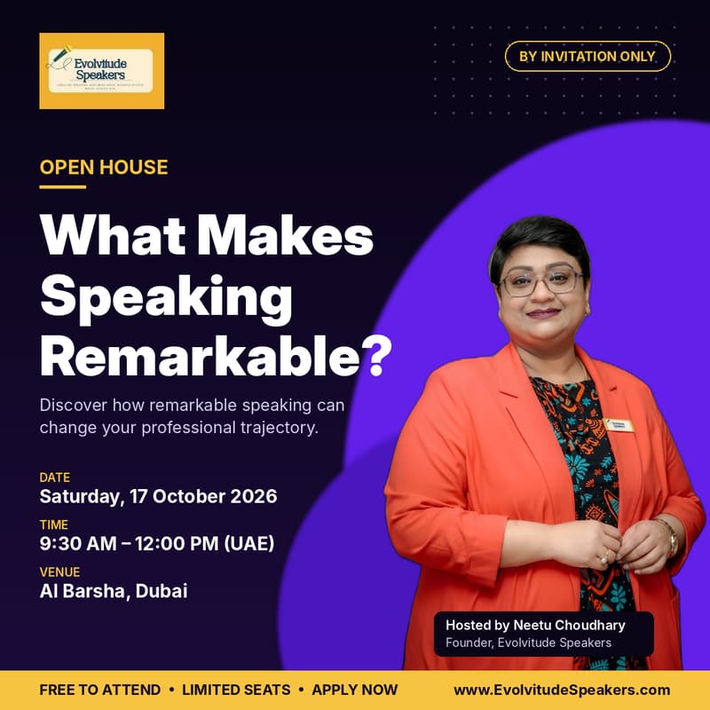 Cover Image for Evolvitude Speakers Open House: What Makes Speaking Remarkable?