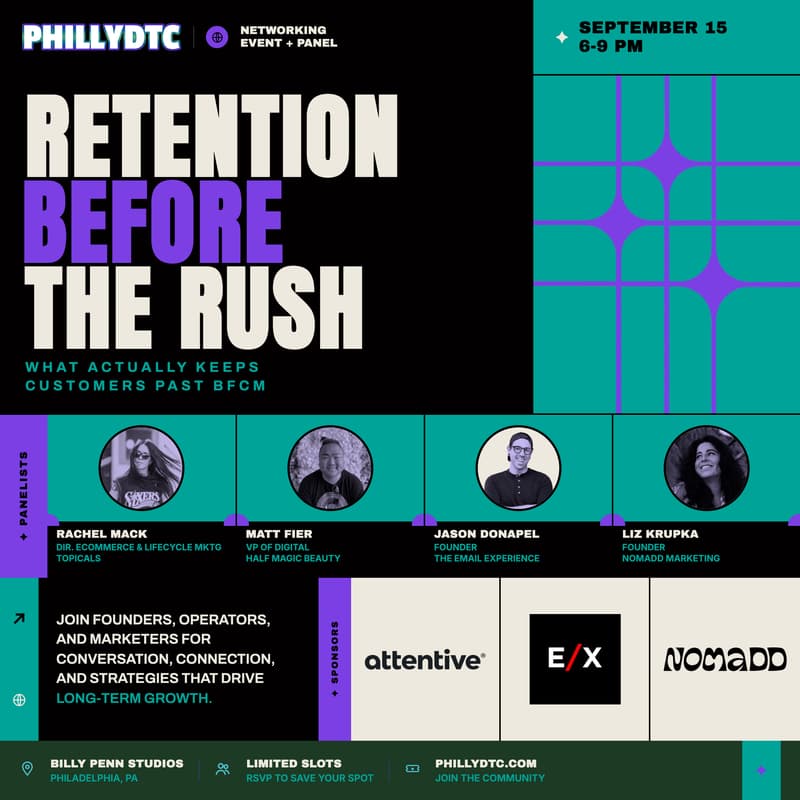 Cover Image for Retention Before the Rush: PhillyDTC Panel + Networking