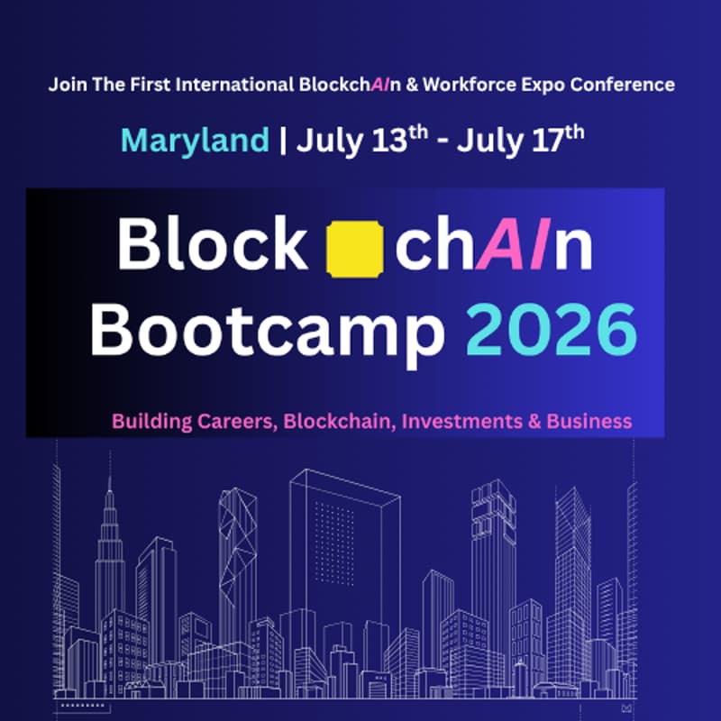 Cover Image for Free Tickets: Blockchain Bootcamp & Workforce Expo: Code, Career & Community