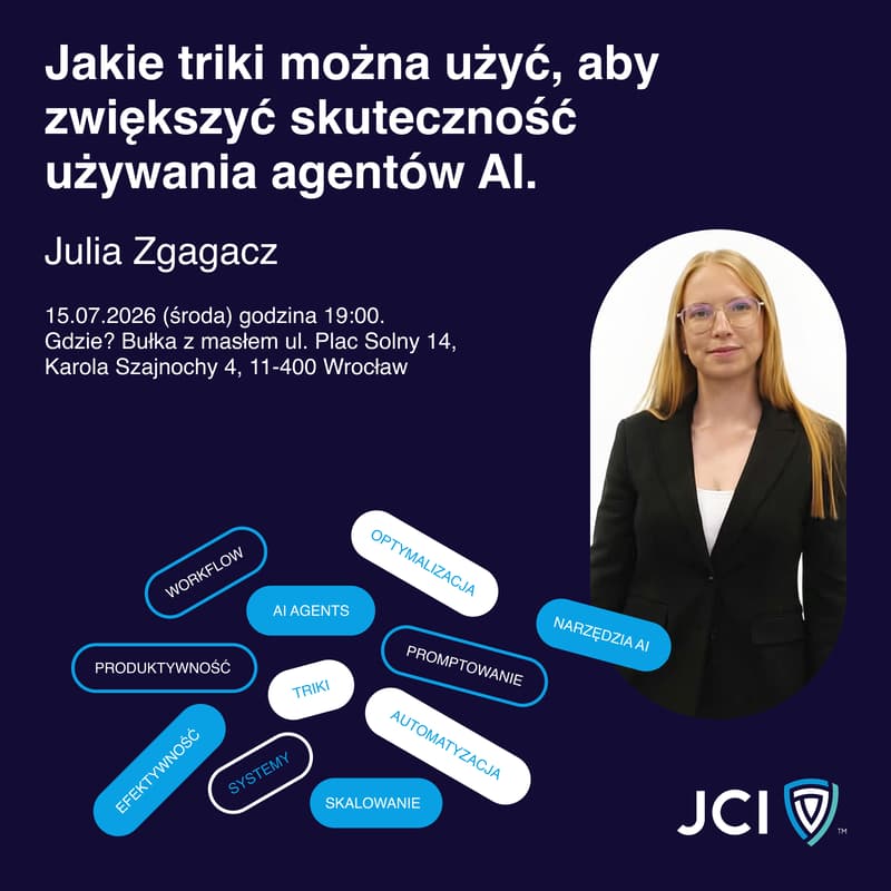 Cover Image for Jakie triki można użyć, aby zwiększyć skuteczność używania agentów AI | Spotkanie Klubu Młodych Przedsiębiorców (BEZPŁATNE)
