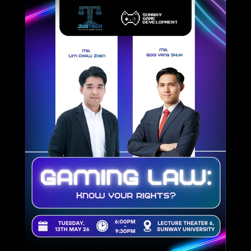 Cover Image for SGDC X UMJusTech - Gaming Law: Know Your Rights?
