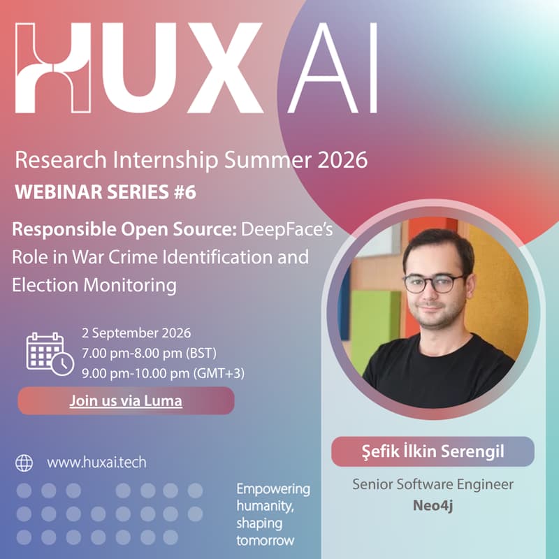 Cover Image for Responsible Open Source: DeepFace’s Role in War Crime Identification and Election Monitoring - HUX AI Webinar Series #6