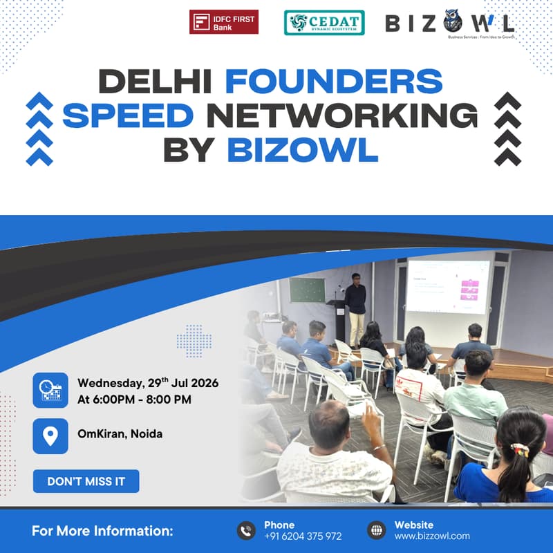 Cover Image for Delhi Founders Speed Networking By Bizowl