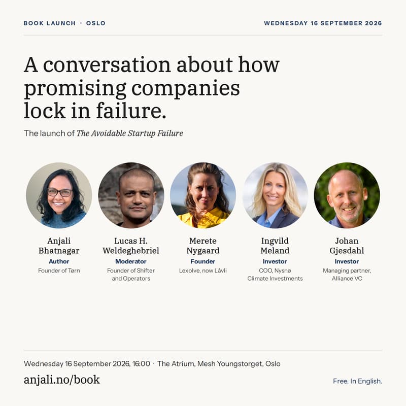 Cover Image for The Avoidable Startup Failure: book launch and Conversation