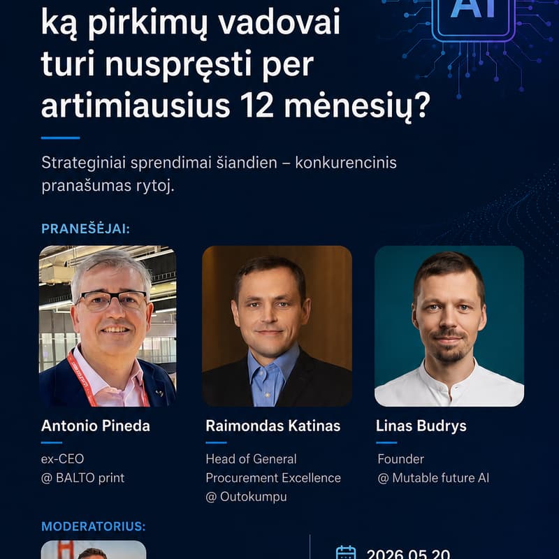 Cover Image for AI Pirkimuose: ką pirkimų vadovai turi nuspręsti per artimiausius 12 mėnesių