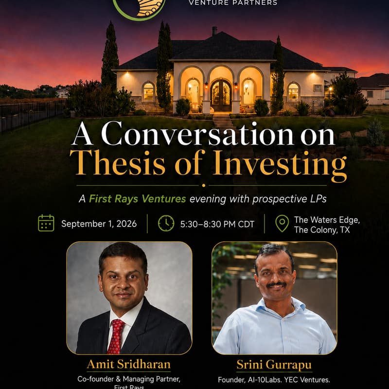 Cover Image for A Conversation on Thesis of Investing: A First Rays Ventures evening with prospective LPs