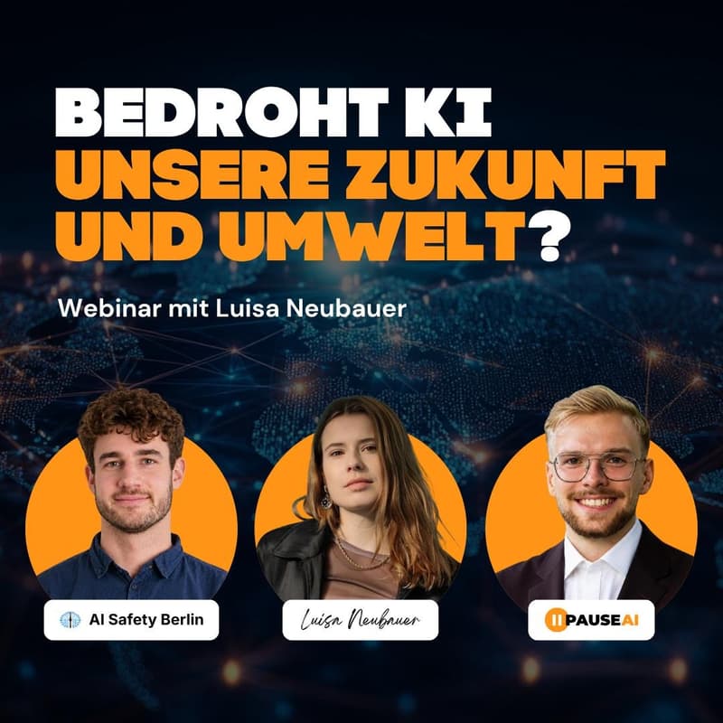 Titelbild für Bedroht KI unsere Zukunft und Umwelt? PauseAI Webinar mit Luisa Neubauer