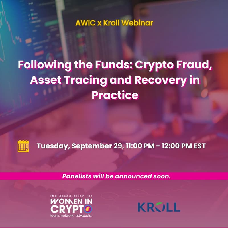 Cover Image for AWIC x Kroll Webinar. Following the Funds: Crypto Fraud, Asset Tracing and Recovery in Practice