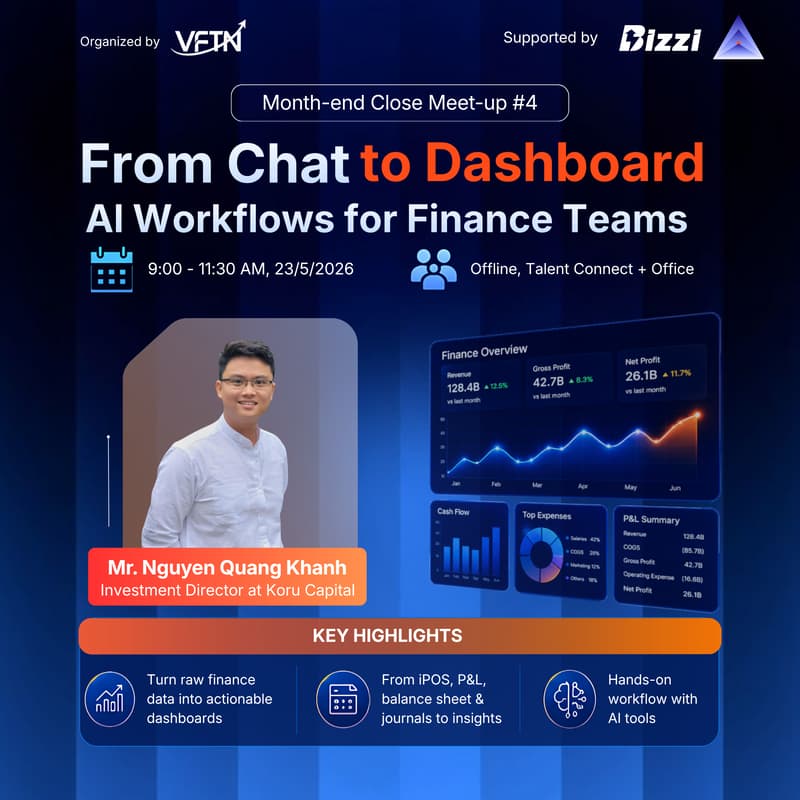 Cover Image for Workshop Thực Hành: From Chat to Dashboard: AI Workflows for Finance Teams