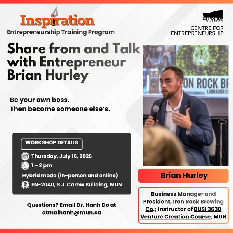 Cover Image for ETP Summer: Share from and Talk with Entrepreneur Brian Hurley