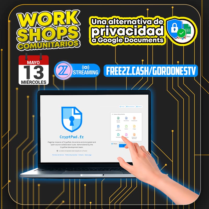 Cover Image for Workshop: CryptPad, una alternativa de privacidad a Google Documents