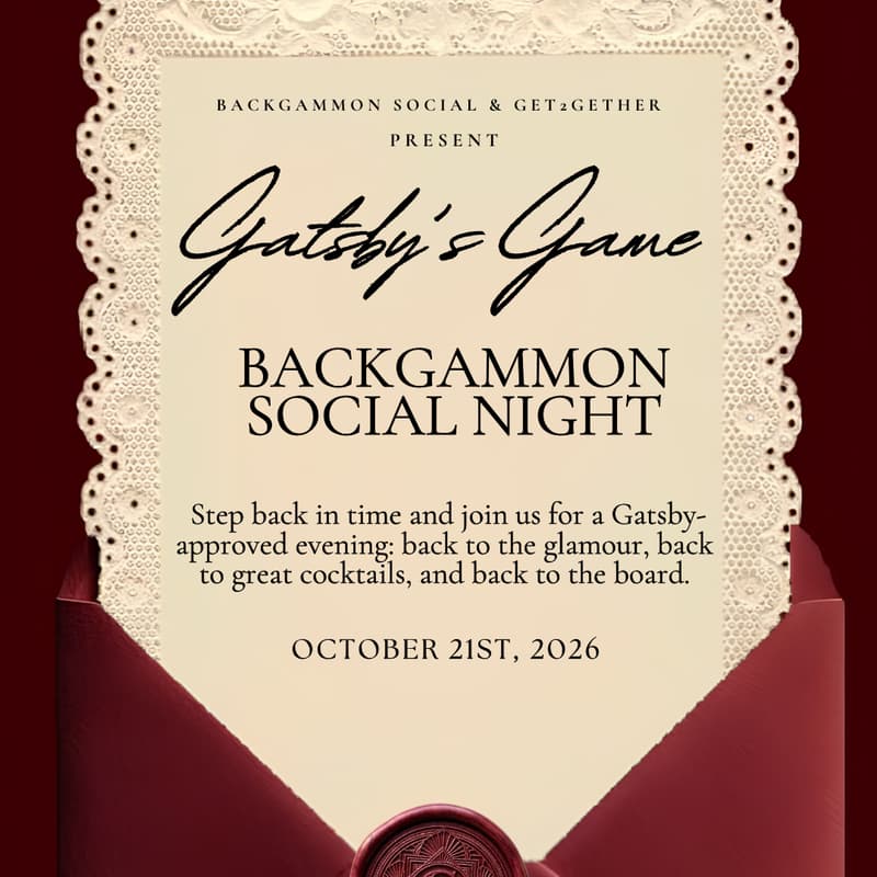 Cover Image for Gatsby’s Game a Backgammon Social Night