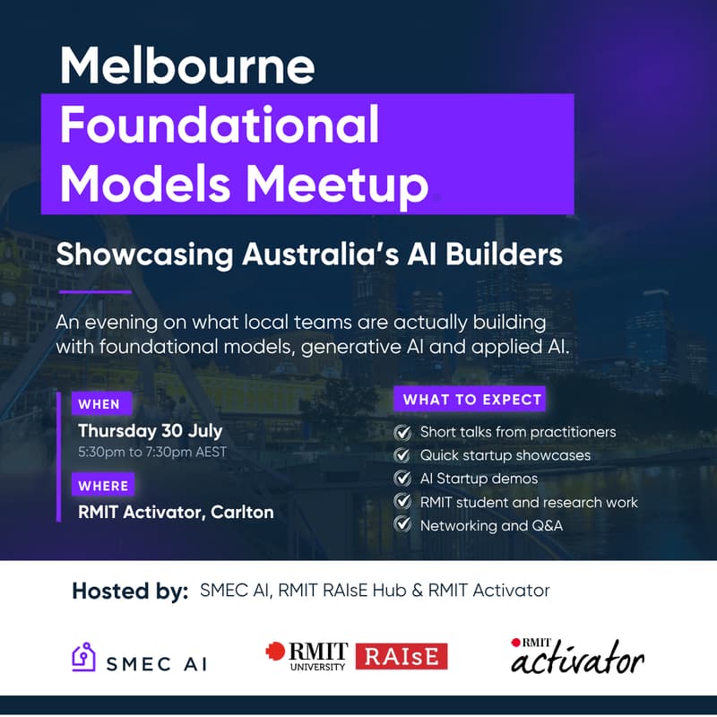 Cover Image for Melbourne Foundational Models Meetup: Showcasing Australia’s AI Builders