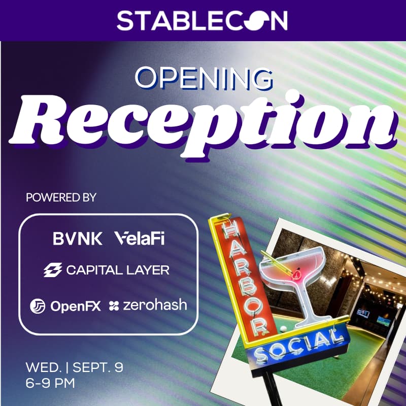 Cover Image for Stablecon USA Opening Reception powered by VelaFi, OpenFX, BVNK, Capital Layer, and zerohash