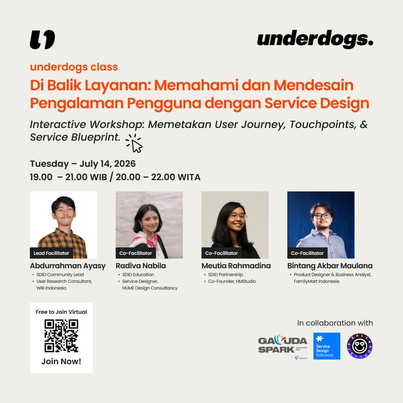 Cover Image for underdog class: Di Balik Layanan, Memahami dan Mendesain Pengalaman Pengguna dengan Service Design