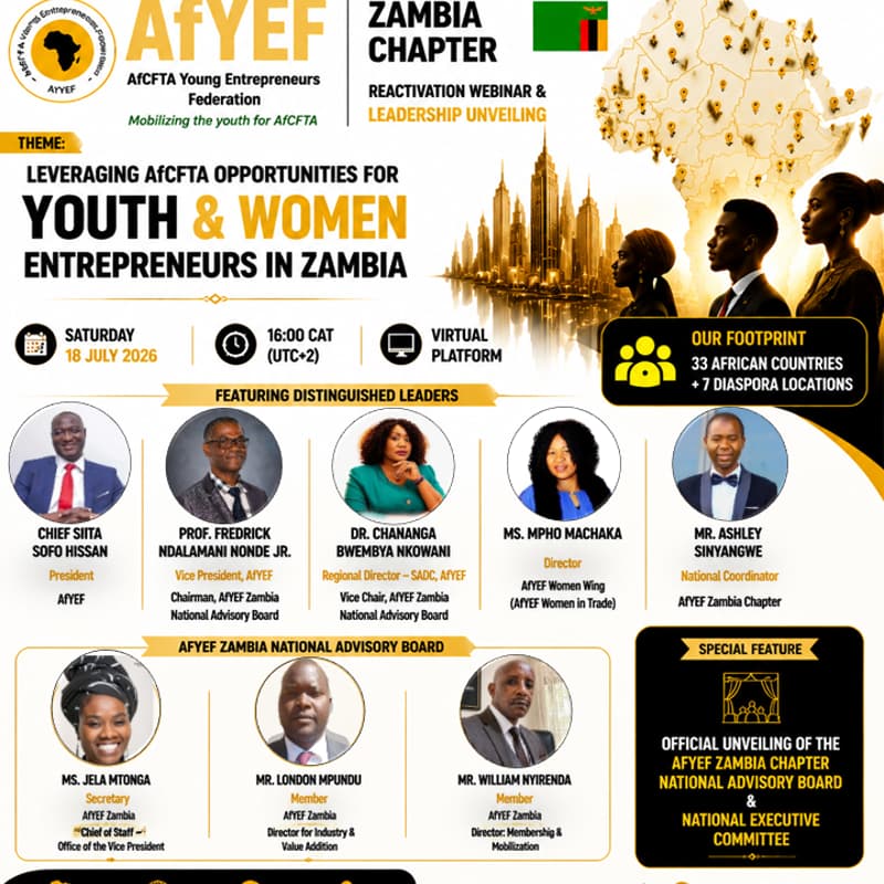 Cover Image for AfYEF Zambia Chapter Reactivation Webinar & Official NEC & NAB Unveiling