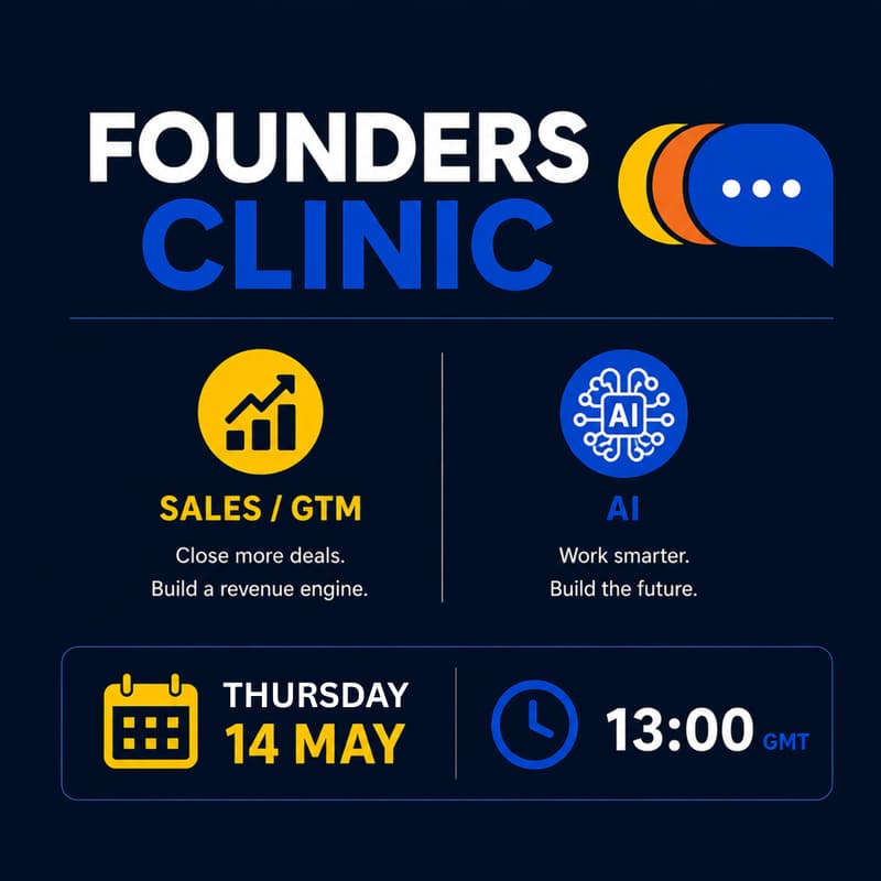 Cover Image for Founders Clinic - Two Focus Areas (Sales/AI)