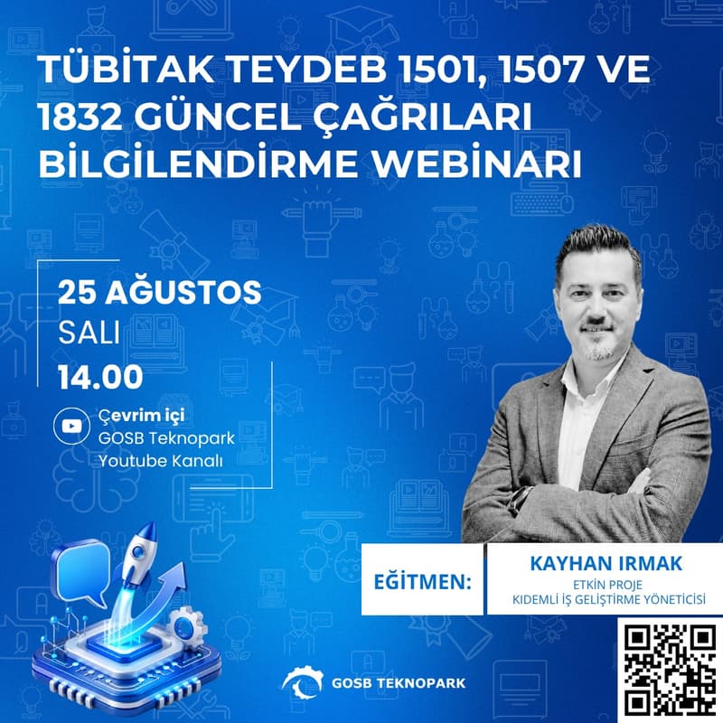 Cover Image for TÜBİTAK TEYDEB 1501, 1507 ve 1832 Güncel Çağrıları Bilgilendirme Webinarı