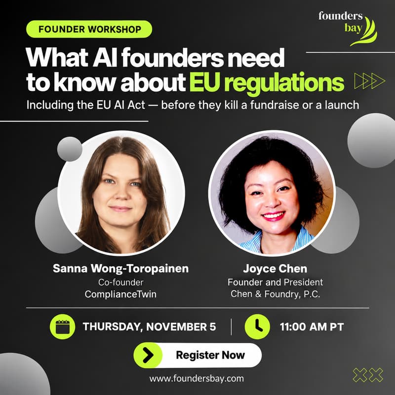 Cover Image for Virtual Workshop: What AI founders need to know about EU regulations (e.g. the EU AI Act) before they kill a fundraise or a launch