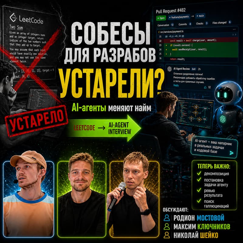 Cover Image for Как собеседовать разработчика в эпоху AI? Максим Этихлид, Николай Шейко, Родион Мостовой.