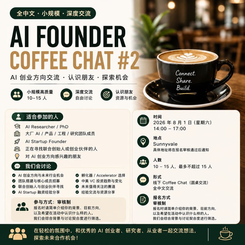 Cover Image for AI Founder Coffee Chat #2|AI 创业深度交流