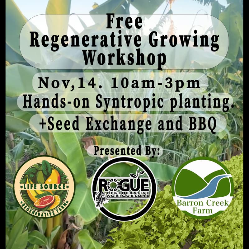 Cover Image for Free Regenerative Growing Workshop And Hands-On Planting Party. +BBQ/Seed Exchange.