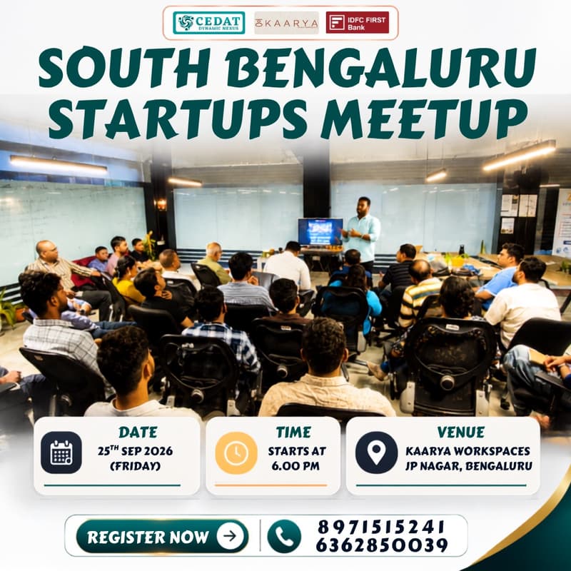 Cover Image for South Bengaluru Startups Meetup by CEDAT