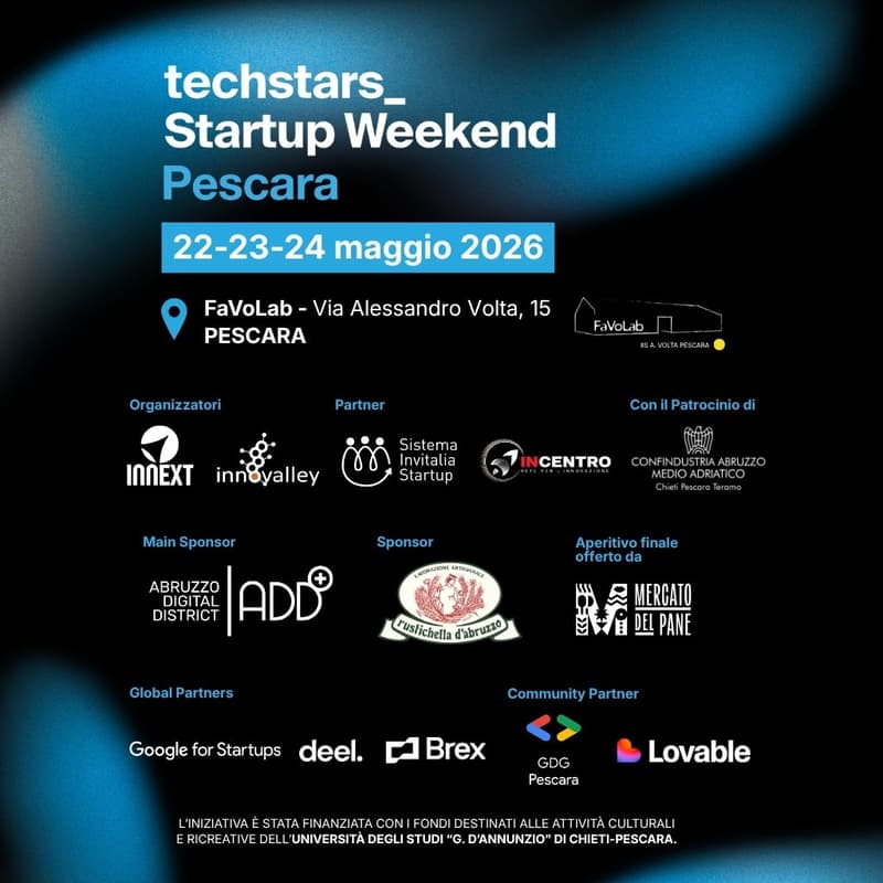 Cover Image for Startup Weekend Pescara 2026 - Evento Finale Pitch Competition