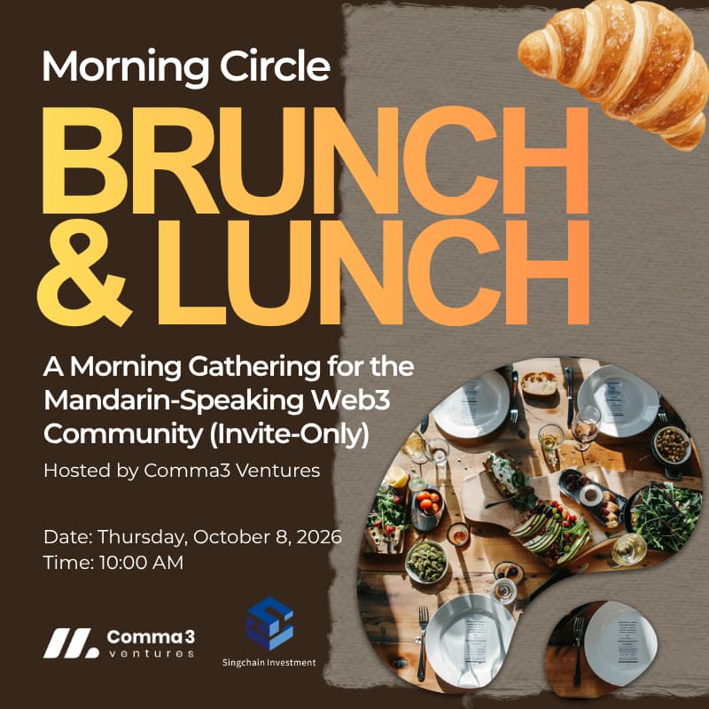 Cover Image for Morning Circle: A Morning Gathering for the Mandarin-Speaking Web3 Community (Invite-Only), Hosted by Comma3 Ventures