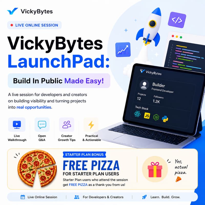 Cover Image for VickyBytes LaunchPad: Build In Public Made Easy!