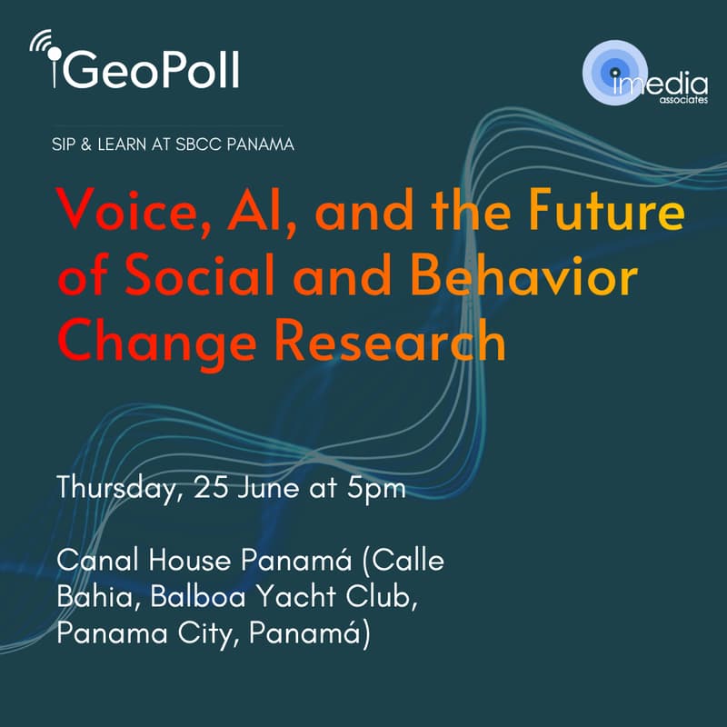 Cover Image for Sip & Learn at SBCC Panama with GeoPoll & iMedia: Voice, AI, and the Future of Social and Behavior Change Research
