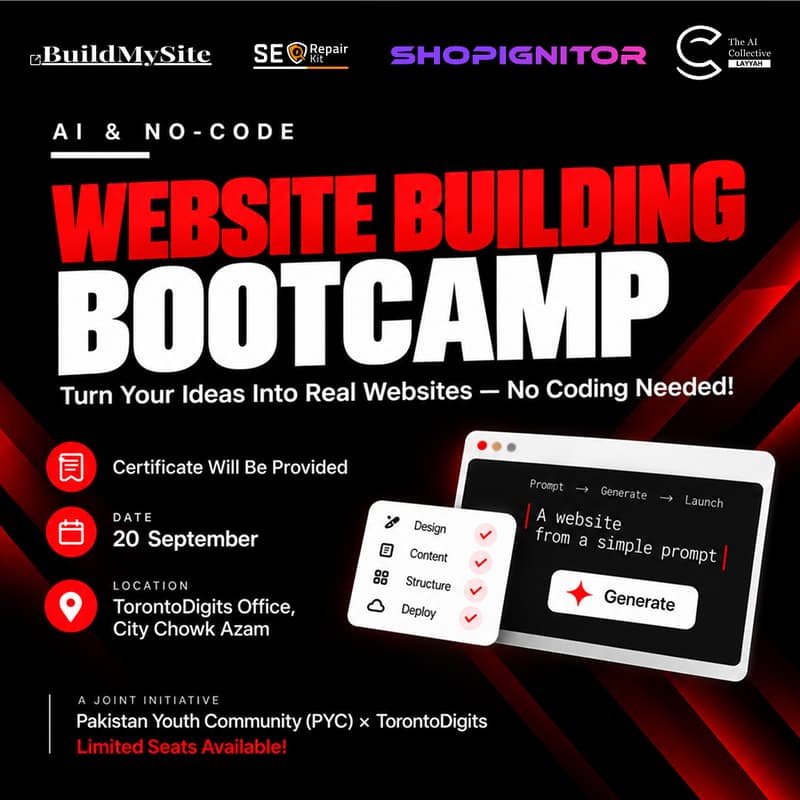 Cover Image for AI & No-Code Website Building Bootcamp