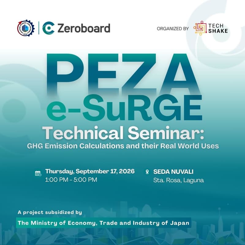 Cover Image for PEZA e-SuRGE Technical Seminar: GHG Emission Calculations and their Real World Uses