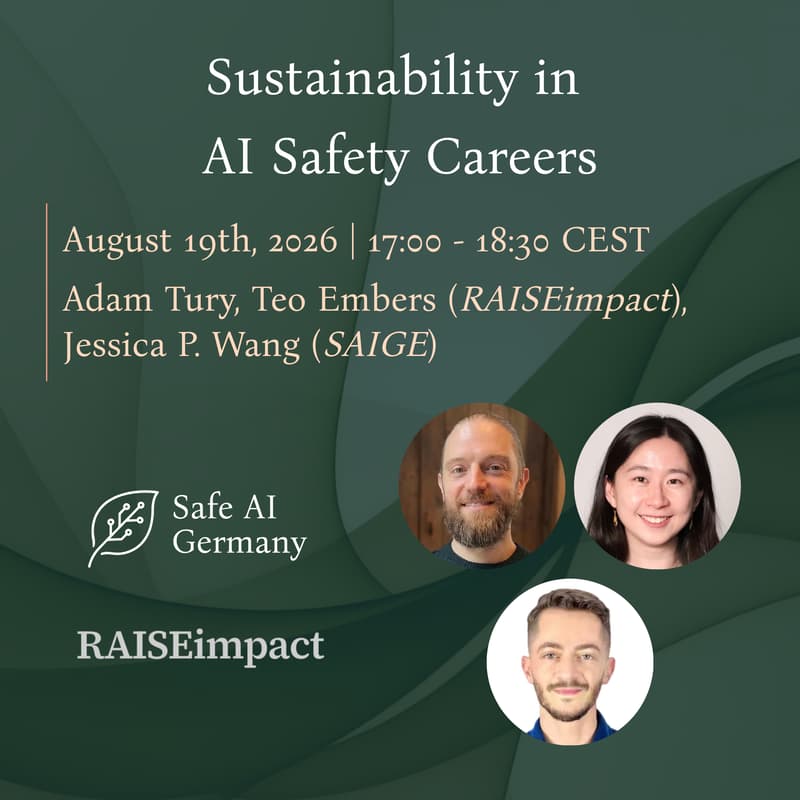 Cover Image for Sustainability in AI Safety Careers: A conversation with RAISEimpact