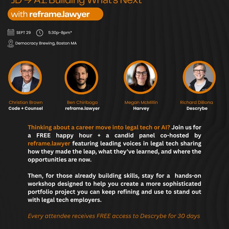 Cover Image for JD → AI: Building What’s Next with/ reframe.lawyer