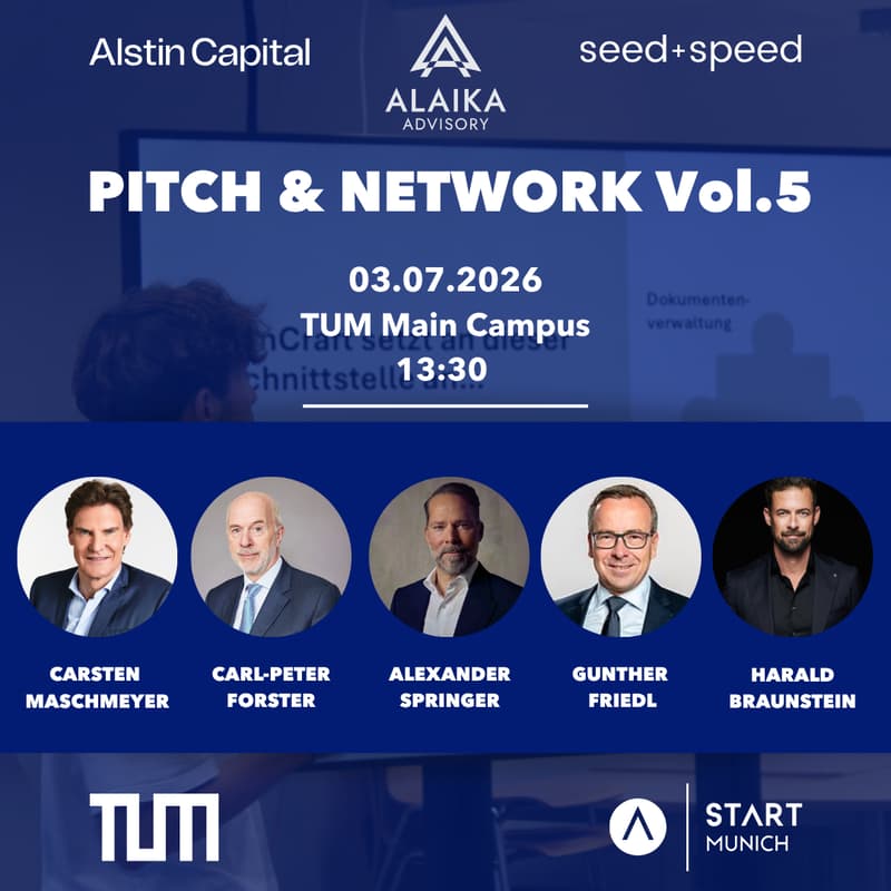 Cover Image for Pitch & Network Vol. 5 - Alstin Capital x START Munich x TUM School of Management