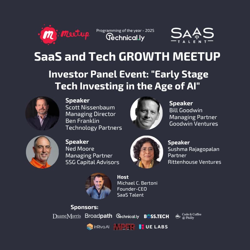 Cover Image for SaaS & Tech GROWTH Meetup - Investor Panel Event: "Early Stage Tech Investing in the Age of AI"