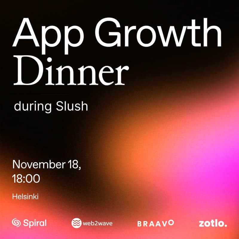 Cover Image for Mobile App Growth Dinner during Slush, Helsinki