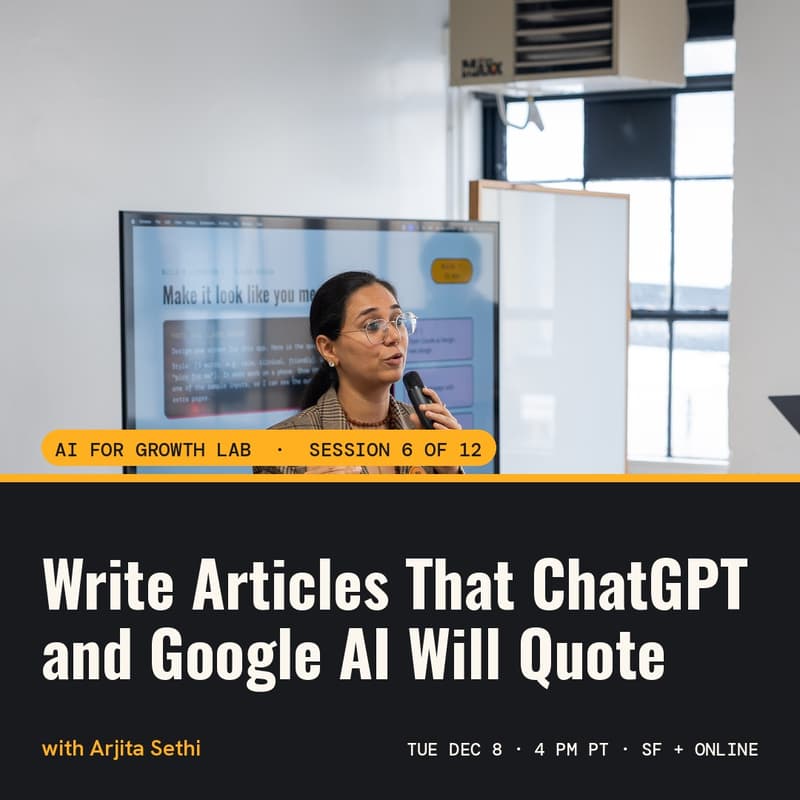Cover Image for AI for Growth Lab: Write Articles That ChatGPT and Google AI Will Quote