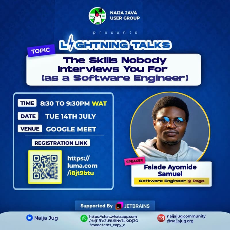 Cover Image for The Skills Nobody Interviews You for As a Software Engineer. Lightning Talks with Falade Ayomide Samuel