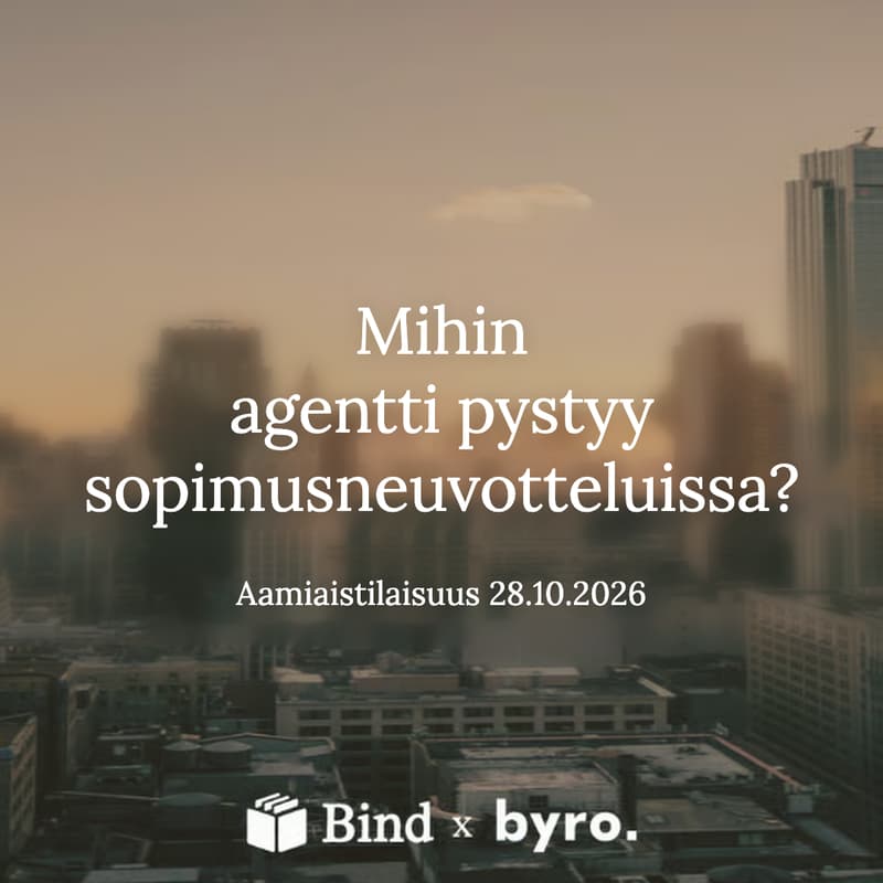 Cover Image for Aamiaistilaisuus in-house-juristeille: AI-agentti sopimusneuvotteluissa (28.10.)