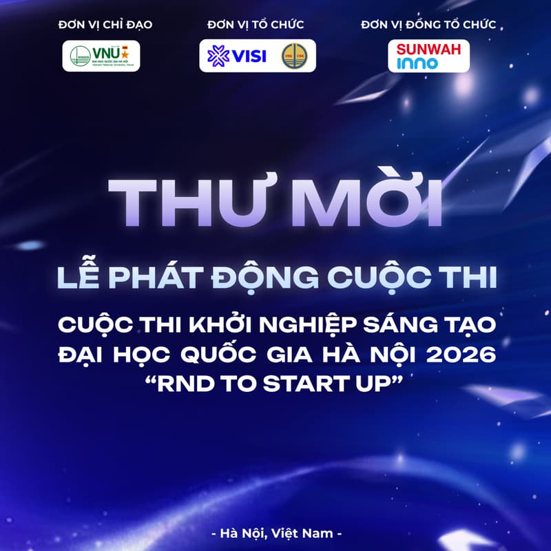 Cover Image for Lễ Phát động Cuộc thi Khởi nghiệp Sáng tạo Đại học Quốc gia Hà Nội (RnD To Startup 2026)