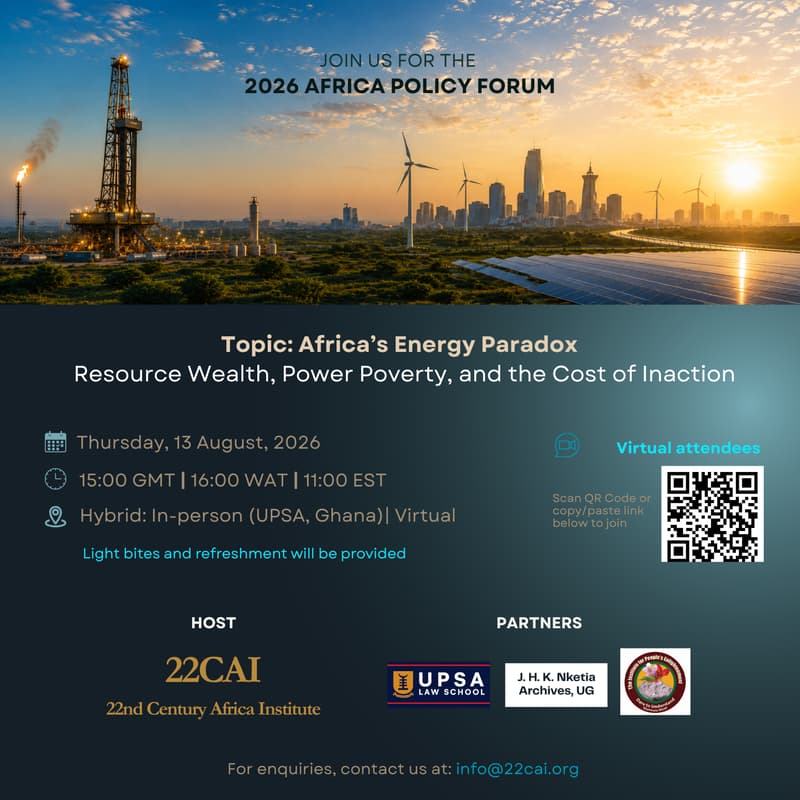 Cover Image for AFRICA'S ENERGY PARADOX: Resource Wealth, Power Poverty, and the Cost of Inaction (Hybrid Event)