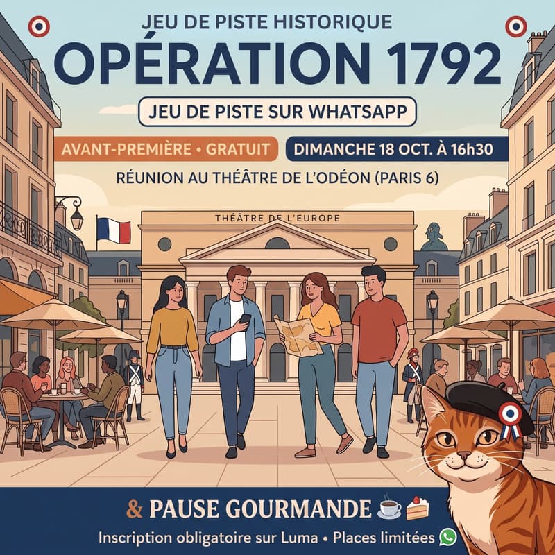 Cover Image for Opération 1792 : Jeu de piste sur WhatsApp & Pause Gourmande à Odéon 🐾