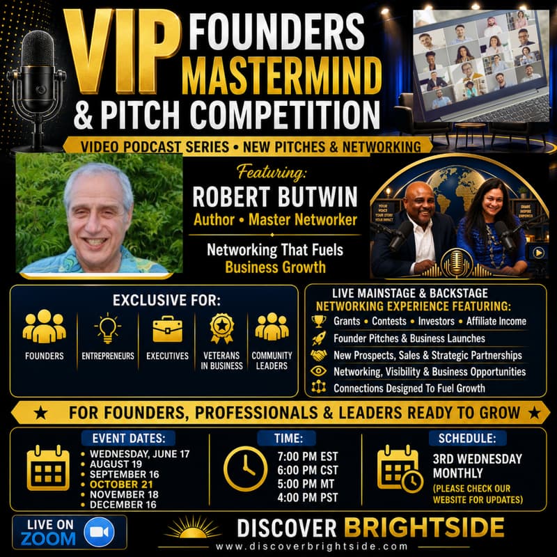 Cover Image for BRIGHTSIDE FOUNDERS MASTERMIND AND PITCH COMPETITION Video Podcast Series (New Pitches and Networking)