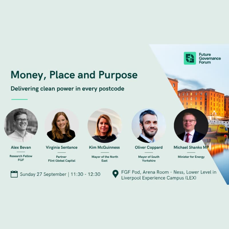 Cover Image for Money, Place and Purpose: Delivering clean power in every postcode