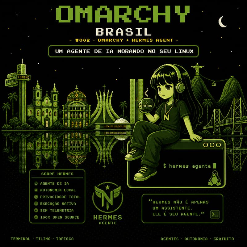 Cover Image for Omarchy Brasil #002: Omarchy + Hermes Agent — Um Agente de IA Morando no Seu Linux