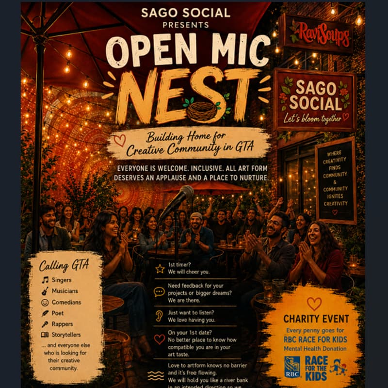 Cover Image for Sago Social's OPEN MIC "NEST" series