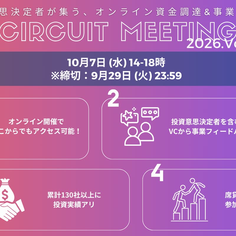 Cover Image for 9/29締切_Circuit Meeting Vol.108【オンライン資金調達&事業相談会】