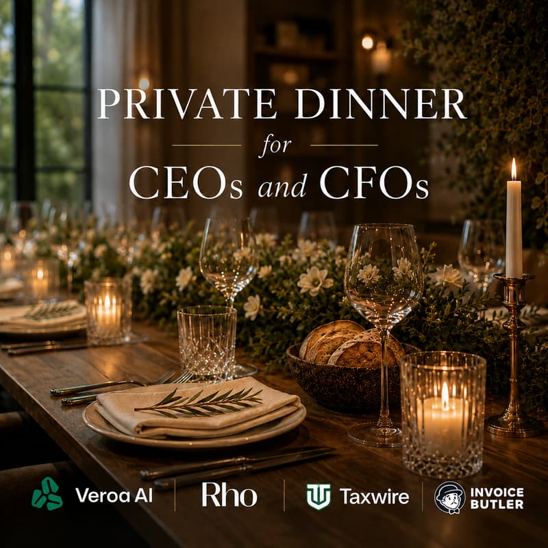 Cover Image for Private Dinner for Business & Finance Leaders - Hosted by Veroa, Rho, Taxwire & Invoice Butler
